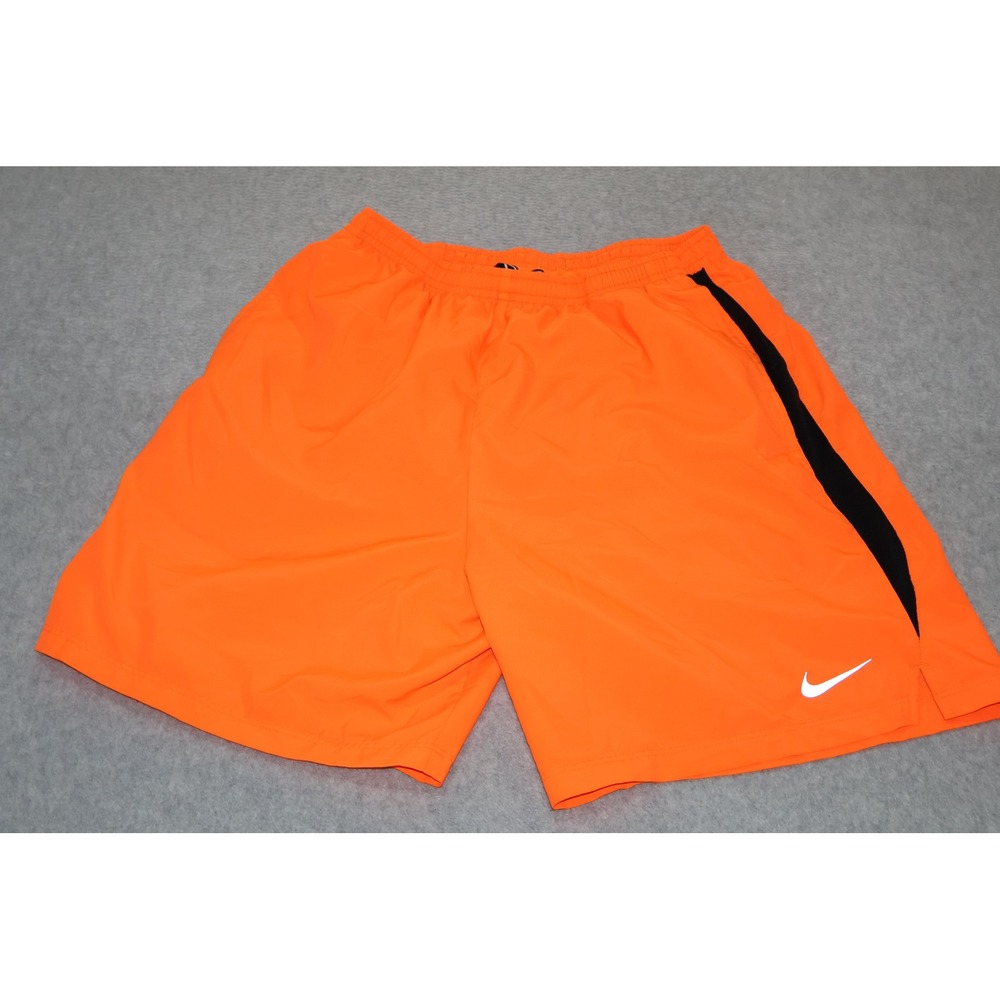 Nike Lined Running Shorts Mens Medium Orange Dri-FIT Athletic Shorts 7" Inseam